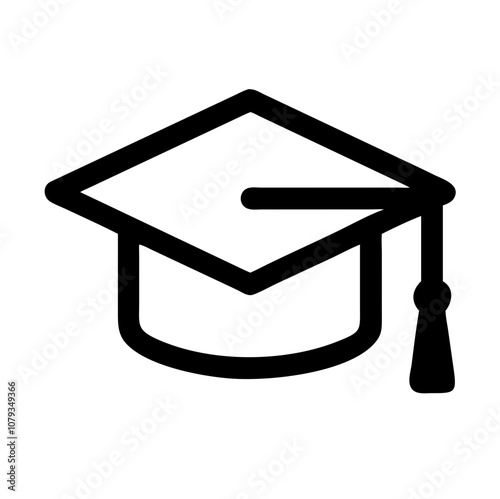 A simple vector icon depicting a mortarboard cap, symbolizing graduation, academic achievement, and educational success in a clear and recognizable design