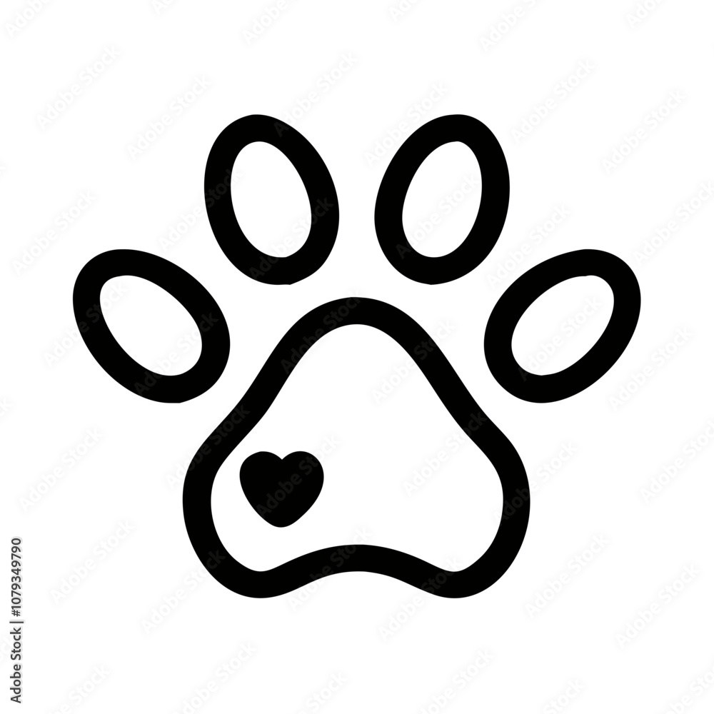 A vector icon featuring a paw print design with a heart symbol, representing love for pets and animals, ideal for use in animal welfare campaigns, pet care materials, or personal projects A vector icon featuring a paw print design with a heart symbol, representing love for pets and animals, ideal for use in animal welfare campaigns, pet care materials, or personal projects