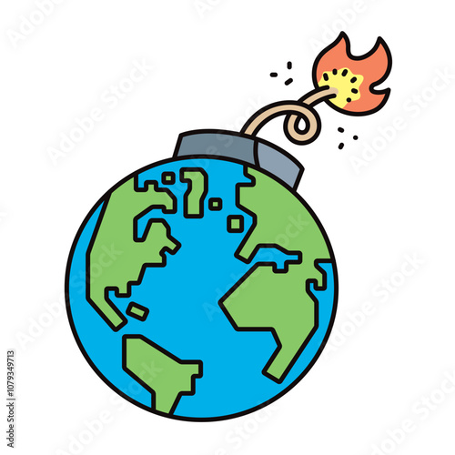 導火線のついた地球のイラスト