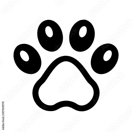 Vector icon of a paw print combined with a heart symbol, representing love for pets and animal companionship, ideal for veterinary services or pet-related designs