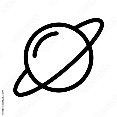 Vector icon showcasing a stylized planet with rings, representing celestial bodies and their fascinating beauty in the universe