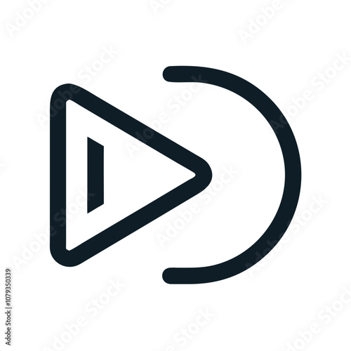 Vector icon depicting a simple play button design, ideal for digital interfaces and multimedia applications, providing a clear indication of playback functionality in various contexts