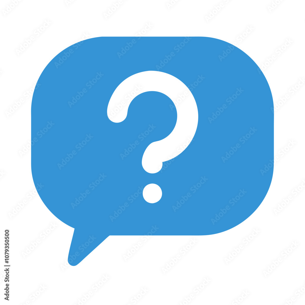 A blue vector icon depicting a question bubble commonly used to represent inquiries and discussions in digital communication environments A blue vector icon depicting a question bubble commonly used to represent inquiries and discussions in digital communication environments