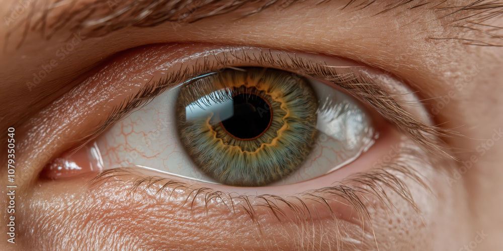 Fototapeta premium Close-up of human eye capturing intricate details and vivid colors