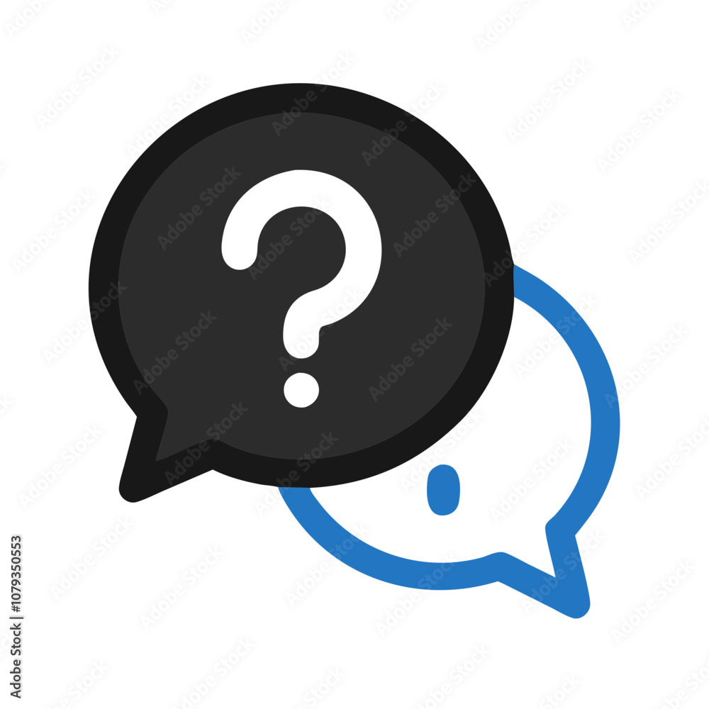 A vector icon showcasing a question bubble in contrasting colors, used to symbolize inquiry or support in digital communication contexts A vector icon showcasing a question bubble in contrasting colors, used to symbolize inquiry or support in digital communication contexts