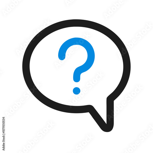 A vector icon depicting a question bubble representing inquiry, curiosity, and communication, suitable for chat applications or informative materials about FAQs