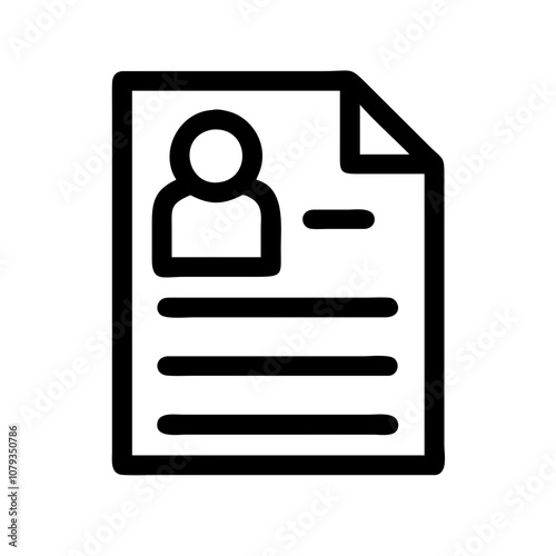 Vector icon representing a resume or CV with a profile outline, text lines, and a corner curl, suitable for job application or career-related themes