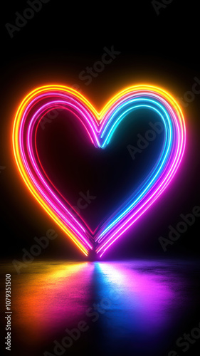 Glowing Neon Heart with Motion Blur