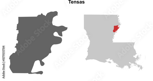 Tensas Parish (Louisiana) blank outline map set