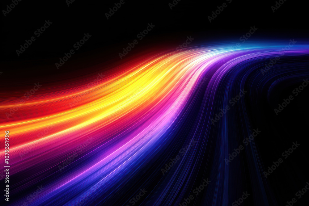 Vibrant Abstract Curved Shapes on Black Vibrant Abstract Curved Shapes on Black