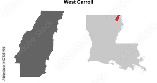 West Carroll Parish (Louisiana) blank outline map set
