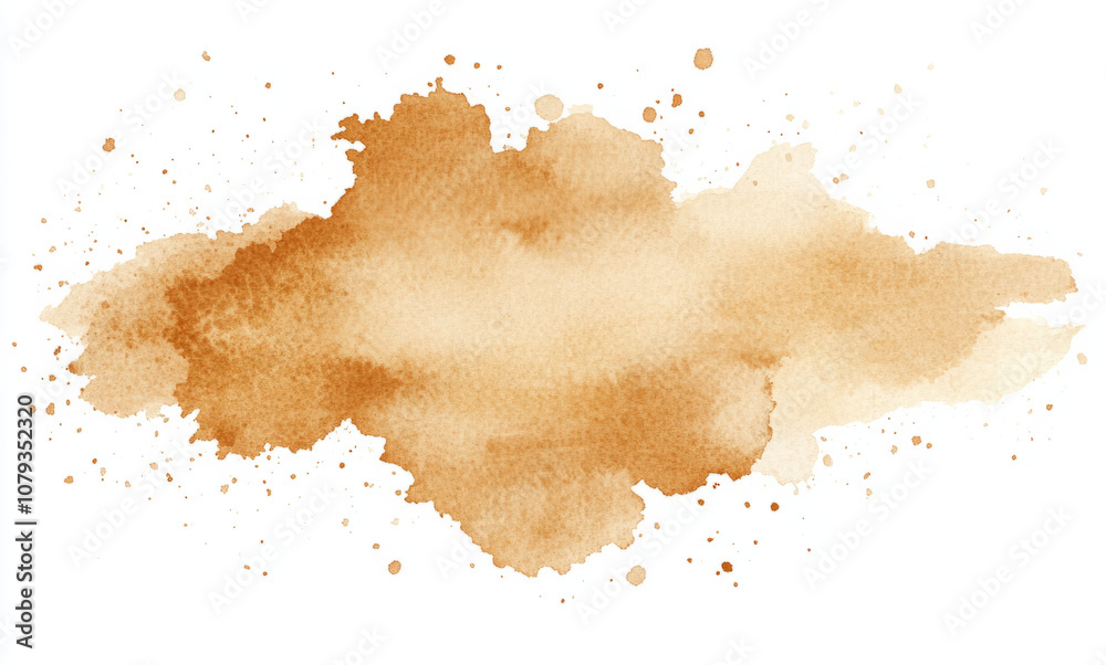 Obraz premium Abstract watercolor splash in warm brown tones on a white background