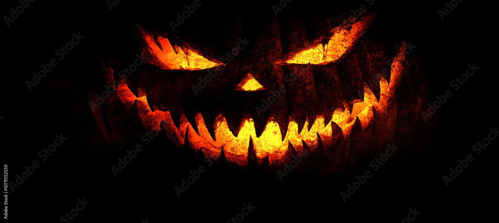 Horror-themed pumpkin with sharp teeth Horror-themed pumpkin with sharp teeth