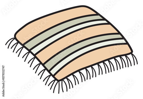 Bohemian Pillow Vector Clip Art: A refined bohemian pillow illustration with detailed accents and artistic flair perfect for eclectic designs.