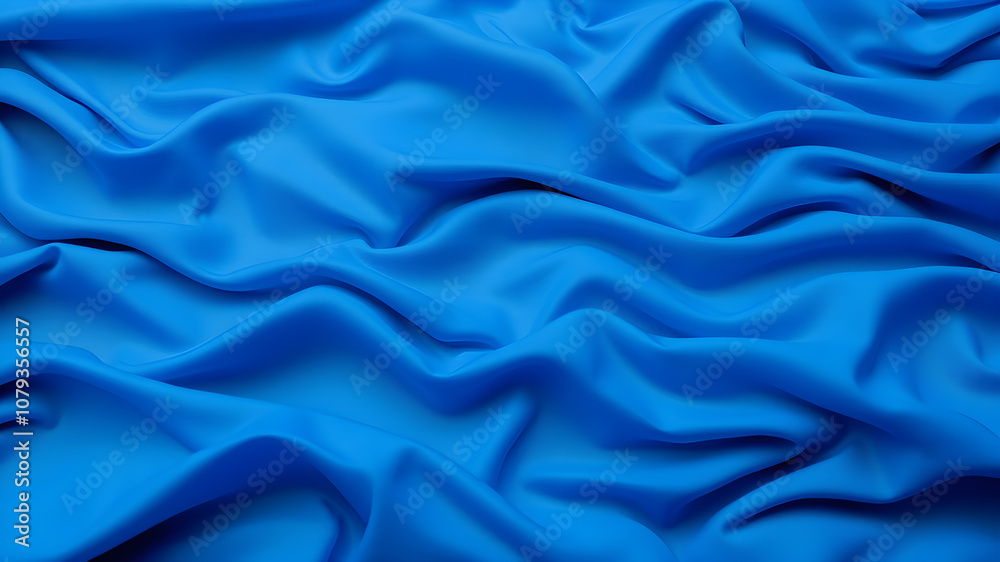 Obraz premium The texture of blue wavy fabric in ripples. Generative AI