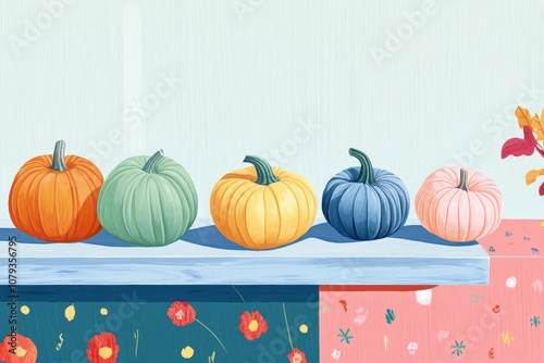 Autumn themed coloring page featuring pumpkins on wooden planks perfect for holiday decoration Set of organic pumpkins
