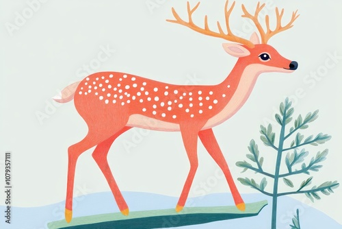 Wooden rocking deer illustration for children s coloring activities photo