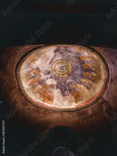 DEMRE, TURKEY . ancient Byzantine fresco at the church of Saint Nicholas. Church of St. Nicholas is the third largest religious Byzantine architectural structure of the East.