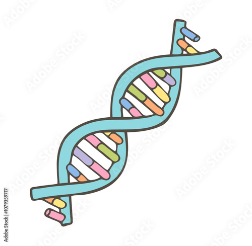 Vector illustration of spiral DNA double helix isolated on white background