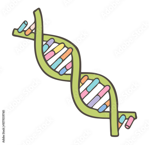 Vector illustration of spiral DNA double helix isolated on white background