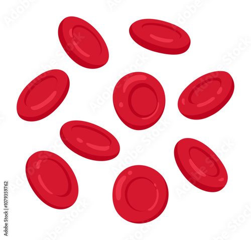 Vector set of red blood cells or erythrocytes	
