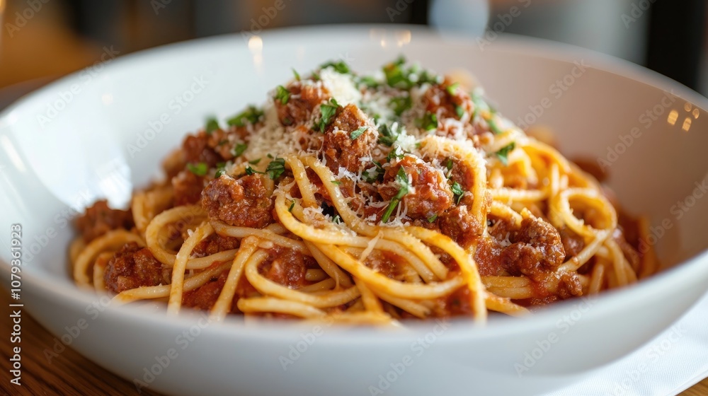 Chorizo and linguine blend harmoniously in an artistic culinary creation Chorizo and linguine blend harmoniously in an artistic culinary creation