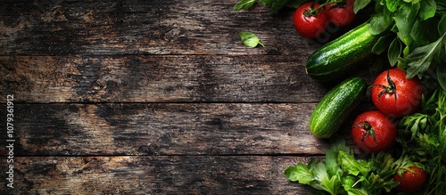 Vegetables On Wood With Copy Space