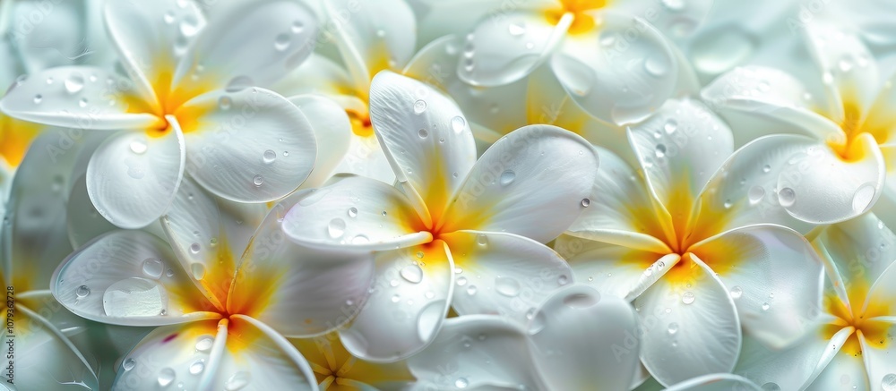 White And Yellow Center Of Plumeria Frangipani Flowers Hawaii Usa