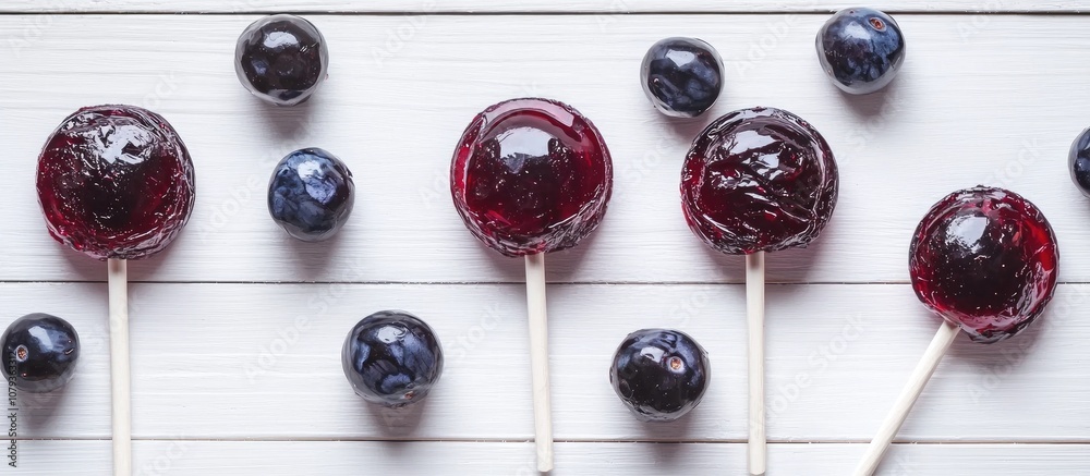 Homemade Lollipops Made From Natural Dehydrated Bilberry On A White Wooden Background Healthy Vegan Vegetarian Food With No Sweets Homemade Lollipops Made From Natural Dehydrated Bilberry On A White Wooden Background Healthy Vegan Vegetarian Food With No Sweets