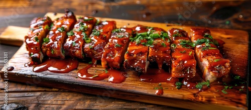 Wallpaper Mural Menu Hot Meat Cut With Sauce On A Wooden Board Studio Photo Torontodigital.ca