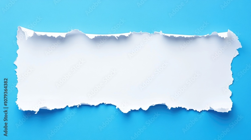 Torn strip of blank paper with space for text on a blue desk pad designed in 16 9 format Torn strip of blank paper with space for text on a blue desk pad designed in 16 9 format