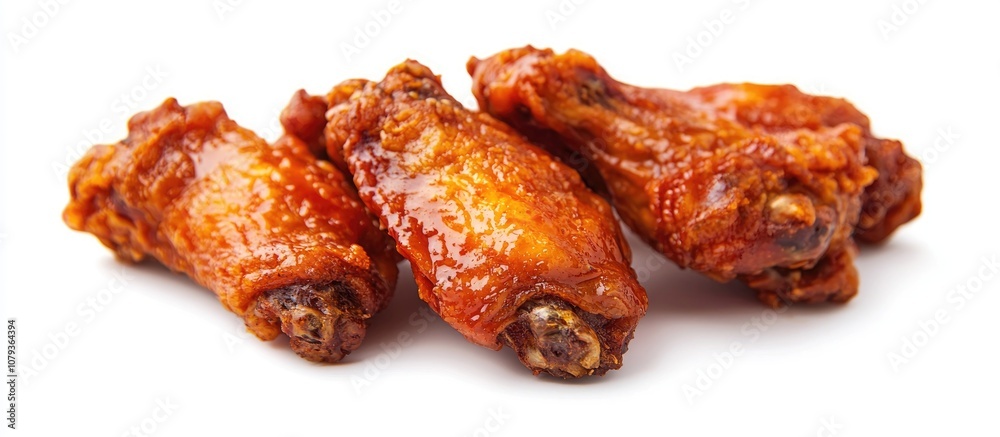 The Fried Chicken Wing Isolated On The White Background The Fried Chicken Wing Isolated On The White Background