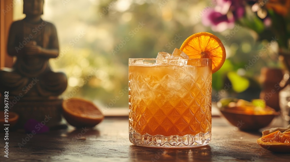 refreshing cocktail with orange slice refreshing cocktail with orange slice