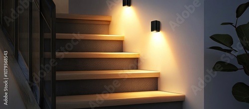 Intelligent LED stair lighting with recessed PIR motion sensor premium corner wall sconces for indoor safety and ambiance