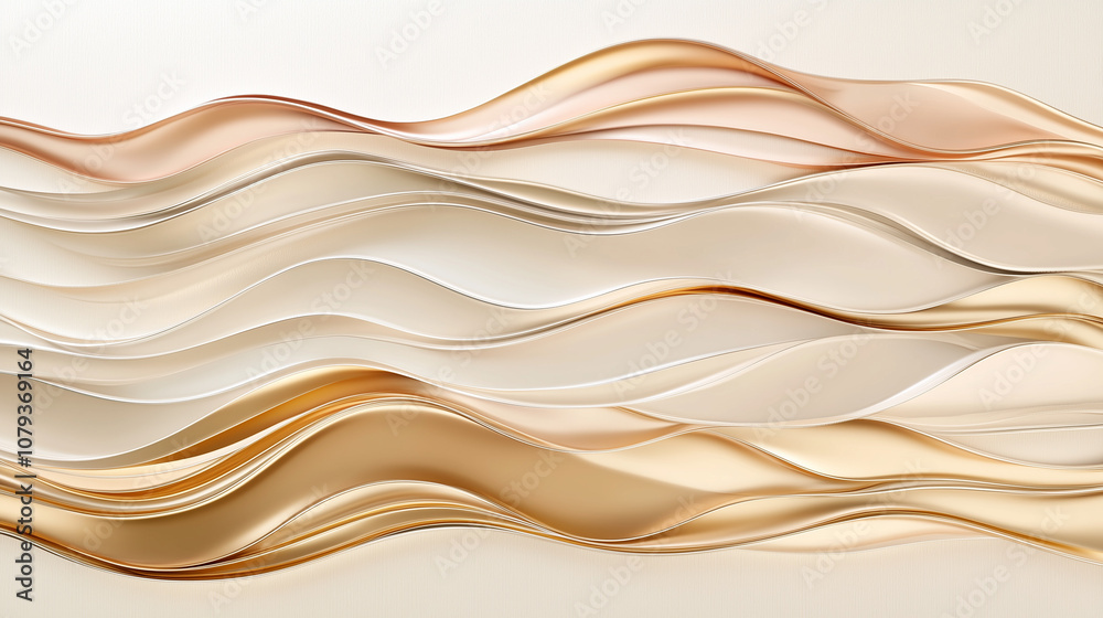 Obraz premium Illustration Abstraite de Vagues en Métal Poli