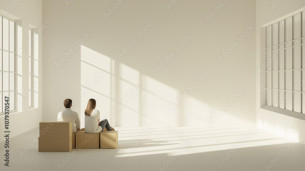 Young couple. In an empty apartment. Relocation concept. Young couple. In an empty apartment. Relocation concept.