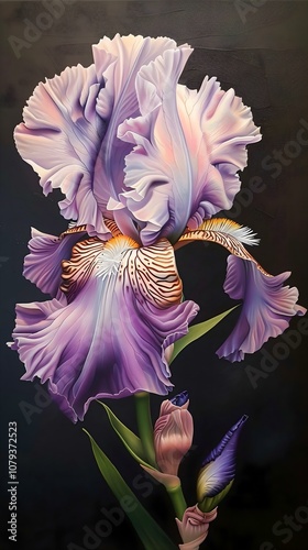 An iris, using a lush color palette and incorporating the modern figurative realism that Chris Guest is known for.  photo