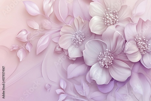 Luxury floral vector design with delicate blossoms and pearl-like textures in soft pink and lavender