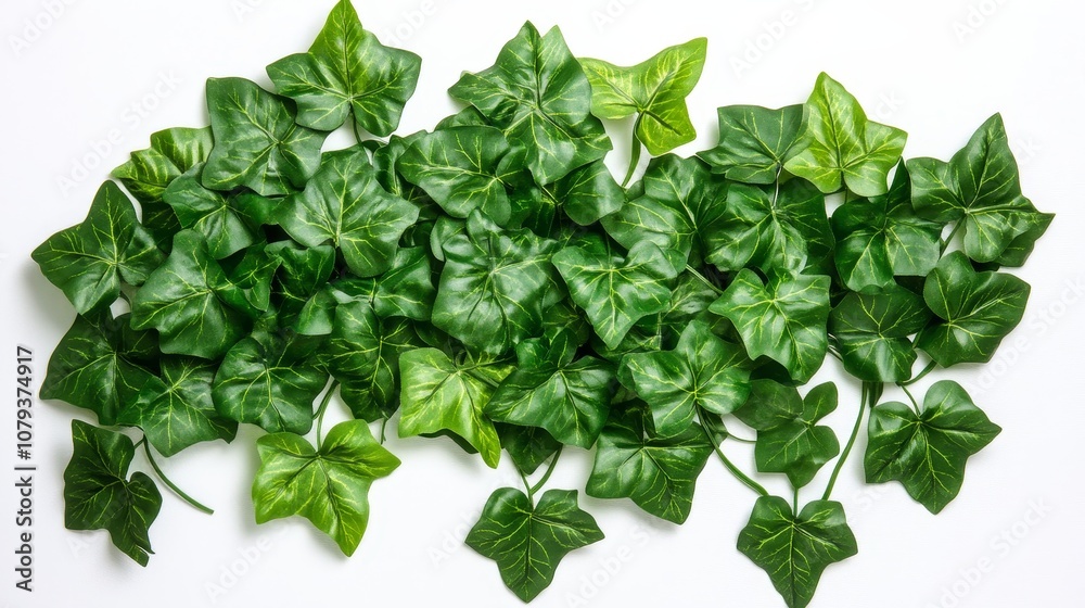 Vivid green ivy vine with lush leaves isolated on white, perfect for adding a touch of nature to your wall decor or craft projects. Vivid green ivy vine with lush leaves isolated on white, perfect for adding a touch of nature to your wall decor or craft projects.