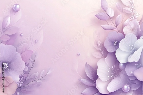 Luxury floral vector design with delicate blossoms and pearl-like textures in soft pink and lavender