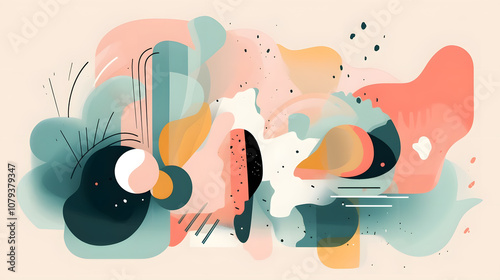 modern art painting in pastel colors illustration, generative ai