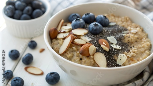 Quinoa porridge with blueberries and almonds