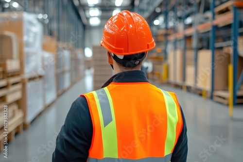 Worker in Protective Gear Sorting Equipment in Storage