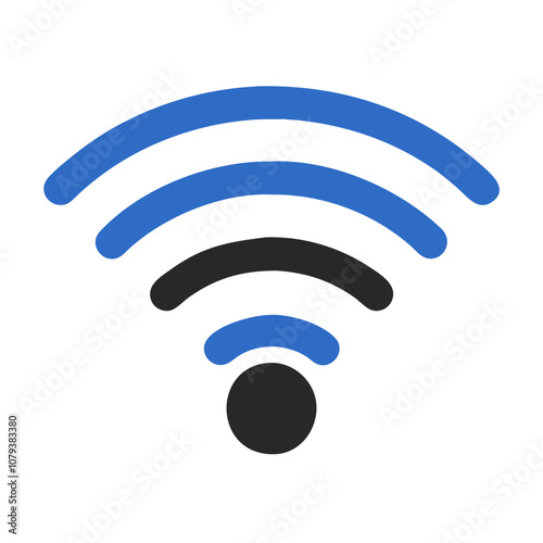 Vector icon illustrating a Wi-Fi signal strength indicator, commonly used to represent wireless internet connectivity in various digital platforms and applications