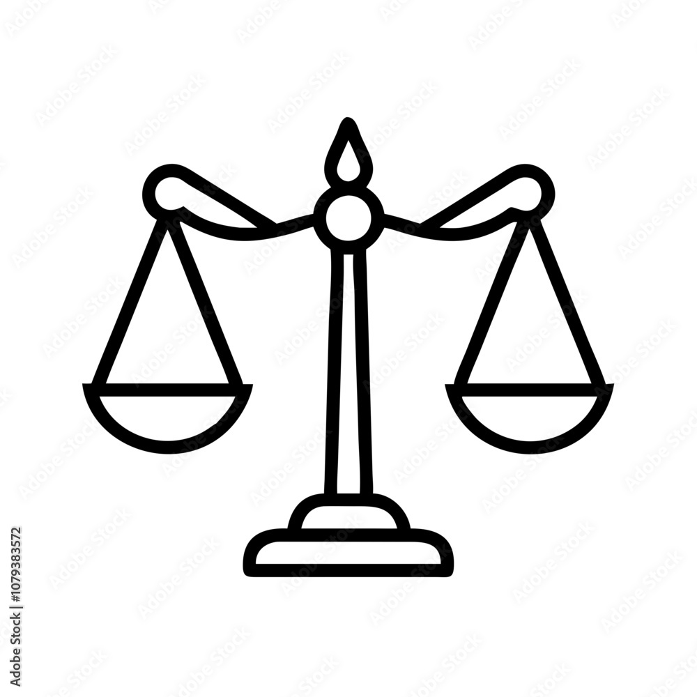 Vector icon depicting the scales of justice, a symbol representing fairness and equality in the legal system, ideal for use in legal documents, websites, or educational materials Vector icon depicting the scales of justice, a symbol representing fairness and equality in the legal system, ideal for use in legal documents, websites, or educational materials