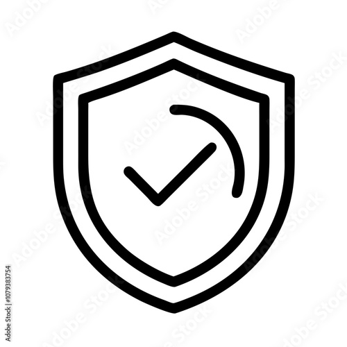 Vector icon depicting a shield with a check mark, symbolizing security and validation in various contexts such as safety measures or quality assurance