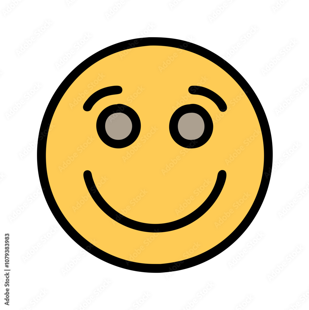 Fototapeta premium A cheerful vector icon of a smiley face with simple features, designed to convey happiness and positivity, suitable for various digital applications and creative projects