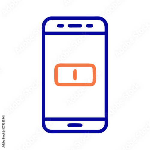 A simple vector icon of a smartphone displaying a toggle switch symbol for user interface design and mobile application features