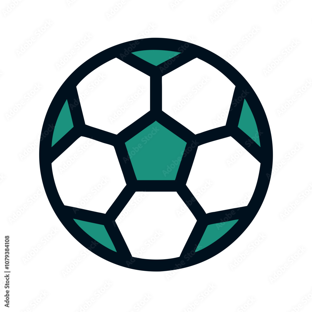 Fototapeta premium A vector icon featuring a classic soccer ball with distinct black pentagons and white hexagons, representing the sport's universal appeal in outdoor games played worldwide