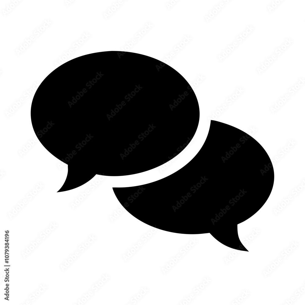 Two overlapping speech bubbles representing communication and conversation, commonly used in messaging or social media design contexts, ideal for chat applications, newsletters, or discussions Two overlapping speech bubbles representing communication and conversation, commonly used in messaging or social media design contexts, ideal for chat applications, newsletters, or discussions
